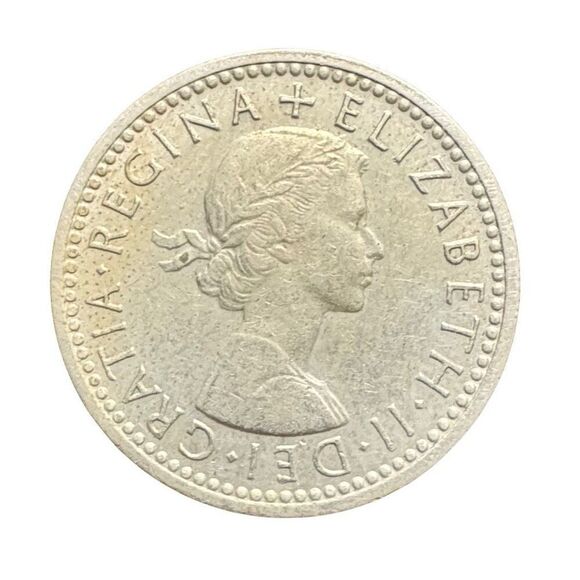 6 Pence - Elizabeth II 1st portrait; without 'BRITT:OMN'  1962 KM 903 - Picture 1 of 5